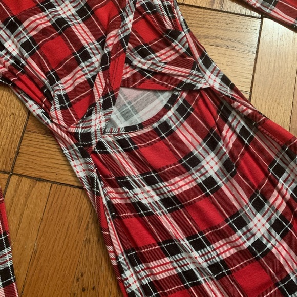 PLAID FITTED MIDI DRESS - Picture 2 of 2